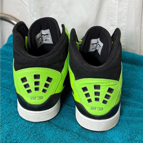 Nike Air Jordan 1 Shoes Black Flash Lime Flight Strap Sz US 10.5 - Picture 4 of 8